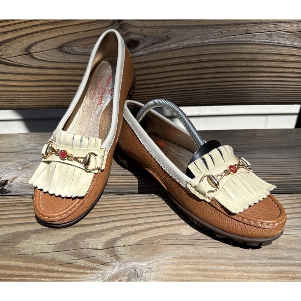 Marc Joseph Lexington Leather Golf Moccasin sz 6 Slip-on 2-Tone Kiltie Loafer